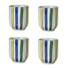 4Pcs Japanese Style Colorful Stripe Ceramic Teacups Small Straight Wine Glass 150ML