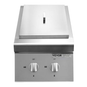 VEVOR Double Grilling Side Burners, 2 x 15, 000BTU Liquid Propane Side Burner for Outdoor Kitchen, Convertible to Natural Gas