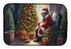 Miniature Pinscher and Santa Claus Dish Drying Mat Absorbent Dish Drying Mat Pad for Kitchen Counter Dish Drainer Mat for Countertop, 14 x 21"