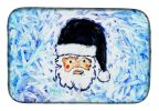 Novena Blue Santa Claus Dish Drying Mat Absorbent Dish Drying Mat Pad for Kitchen Counter Dish Drainer Mat for Countertop, 14 x 21", Multicolor