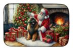 Leonberger and Santa Claus Dish Drying Mat Absorbent Dish Drying Mat Pad for Kitchen Counter Dish Drainer Mat for Countertop, 14 x 21", Multicolor