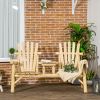 Outsunny Wooden Adirondack Chair with Center Table, 2-Seat Garden Chair for Lounging and Relaxing Outdoors Natural