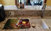 Shih Tzu and Santa Claus Dish Drying Mat Absorbent Dish Drying Mat Pad for Kitchen Counter Dish Drainer Mat for Countertop, 14 x 21", Multicolor