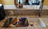 Tibetan Terrier and Santa Claus Dish Drying Mat Absorbent Dish Drying Mat Pad for Kitchen Counter Dish Drainer Mat for Countertop, 14 x 21"
