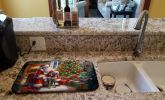 Weimaraner and Santa Claus Dish Drying Mat Absorbent Dish Drying Mat Pad for Kitchen Counter Dish Drainer Mat for Countertop, 14 x 21", Multicolor