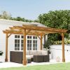 Outsunny 10' x 12' Wood Pergola, Outdoor Gazebo Grape Trellis with Arched Roof for Climbing Plant Support, Dark Brown