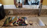 Lancashire Heeler and Santa Claus Dish Drying Mat Absorbent Dish Drying Mat Pad for Kitchen Counter Dish Drainer Mat for Countertop, 14 x 21"