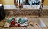 Mastiff and Santa Claus Dish Drying Mat Absorbent Dish Drying Mat Pad for Kitchen Counter Dish Drainer Mat for Countertop, 14 x 21", Multicolor