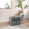 PawHut Dog Food Storage Cabinet with Bowls & Dog Feeding Station, Gray