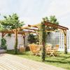 Outsunny 20' x 10' Wood Pergola, Outdoor Gazebo Grape Trellis with Stable Structure for Climbing Plant Support, Dark Brown