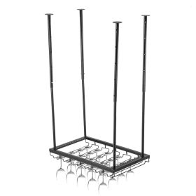 VEVOR Ceiling Wine Glass Rack, 23.6 x 13.8 inch Hanging Wine Glass Rack, 18.9-35.8 inch Height Adjustable Hanging Wine Rack Cabinet (Color: Black, size: 23.6" x 13.8")