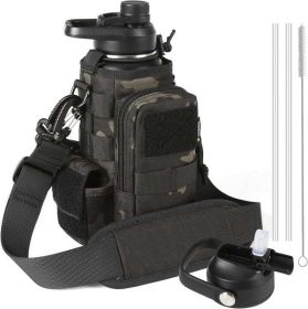 Tactical Water Bottle-32 Oz (Color: Dark Camo)